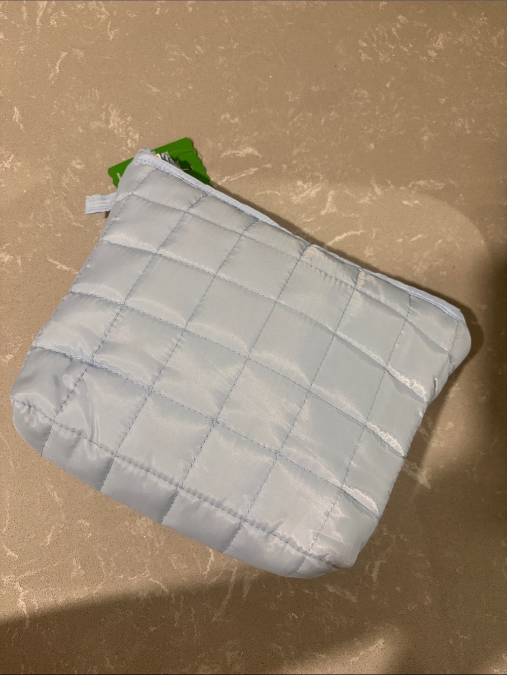 Quilted Light Blue Women’s Pouch - Compact Cosmetic Bag